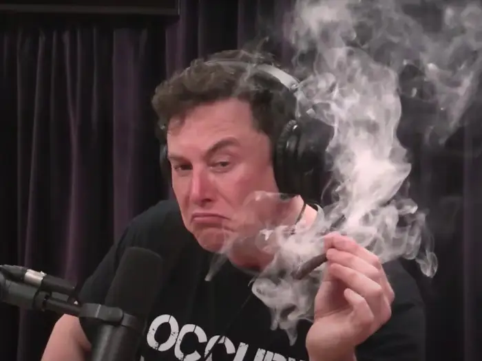 Elon smoking on Rogan